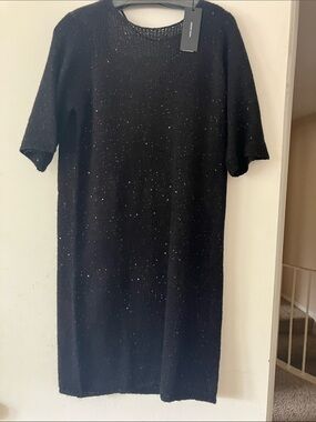 Vero Moda Black Midi Knit Dress with Subtle Sparkle